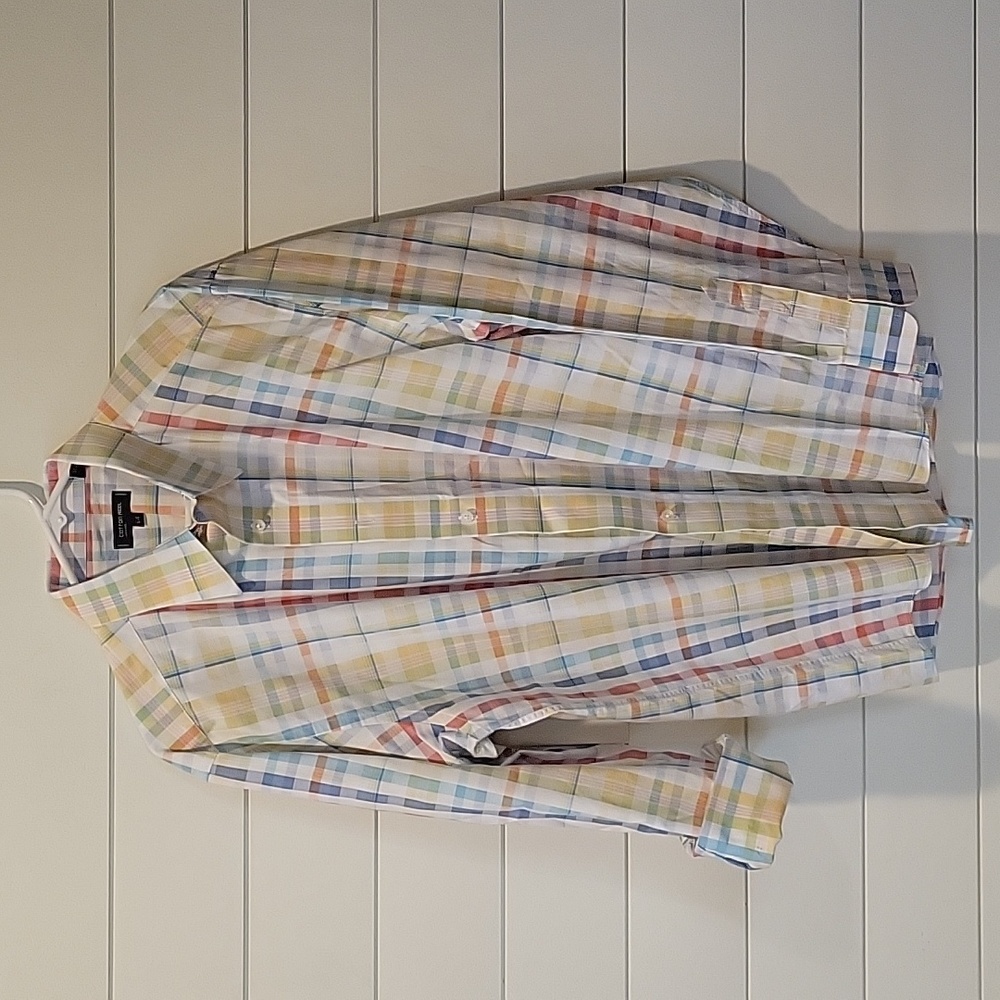 COTTON REEL LONG SLEEVE BUTTON DOWN  LARGE  BLUE/YELLOW